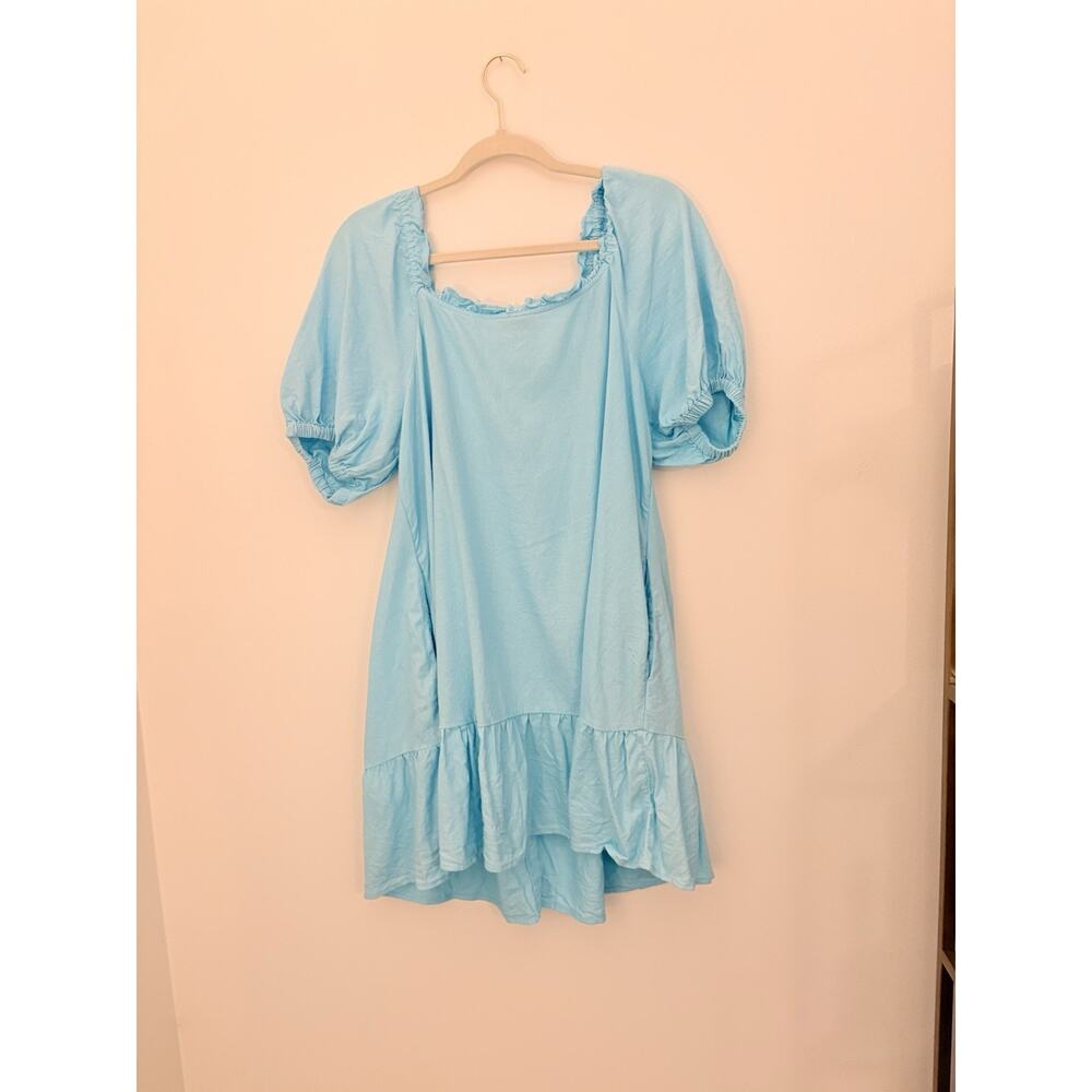Stoney Clover Lane Dress Womens M Blue Babydoll Linen Boho Resort Summer Beach - Picture 4 of 11
